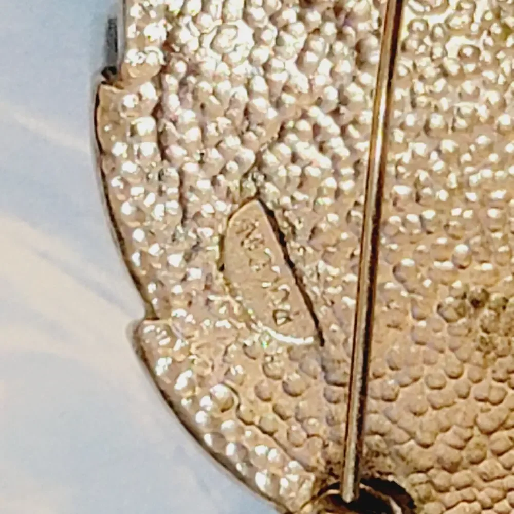 Vintage Signed Puccini Brooch Pin‎ Silver Tone Brushed Mid Century 2